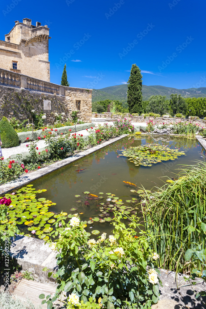 garden of palace in Lourmarin, Provence, France