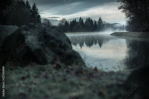 Fluss Nebel Kanal Wald Mystisch Fantasy Kalt photo