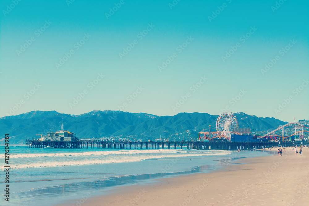 Santa Monica pier in vintage tone
