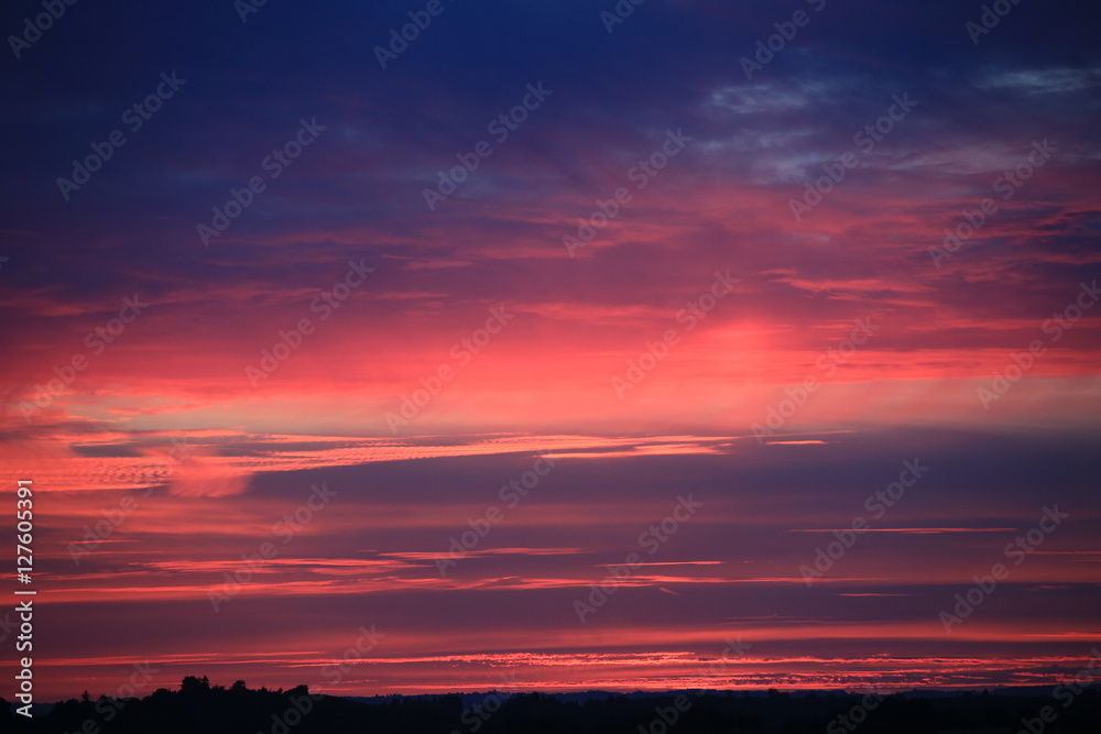 Red sky in the Limousin, France