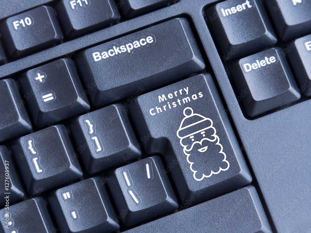 keyboard with printed image of Santa and Merry Christmas sign keyboard with printed image of Santa and Merry Christmas sign
