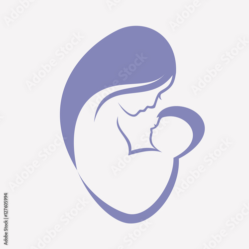 mother and baby stylized vector symbol