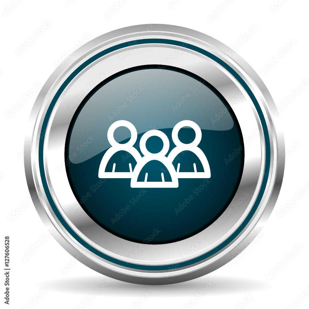 Round silver people metallic vector icon. Round silver people metallic vector icon.
