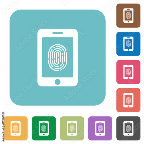 Smartphone fingerprint identification square flat icons