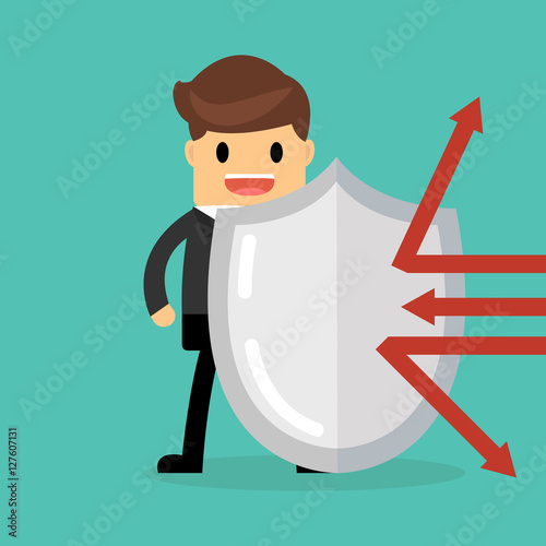 Businessman with shield, Business concept.