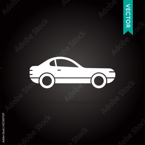 Fototapeta Naklejka Na Ścianę i Meble -  Car Icon Vector White on Black