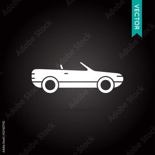 Car Icon Vector White on Black