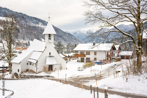winter landscape at bavarian berchtesgadener national park, germany