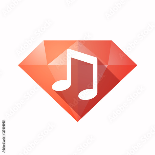 Isolated diamond with a note music