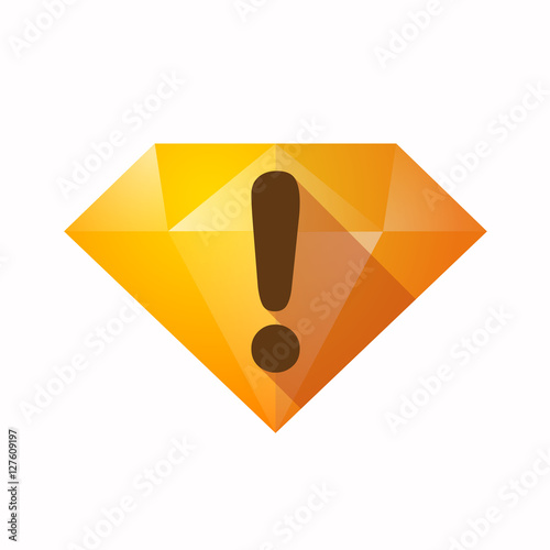 Isolated diamond with an exclamarion sign