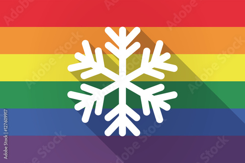 Long shadow lgbt flag with a snow flake