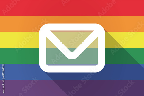 Long shadow lgbt flag with an envelope
