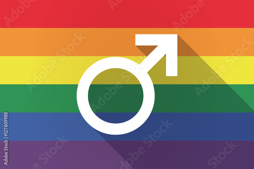 Long shadow lgbt flag with a male sign