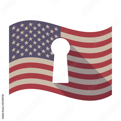Long shadow USA flag with a key hole