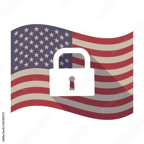 Long shadow USA flag with a closed lock pad