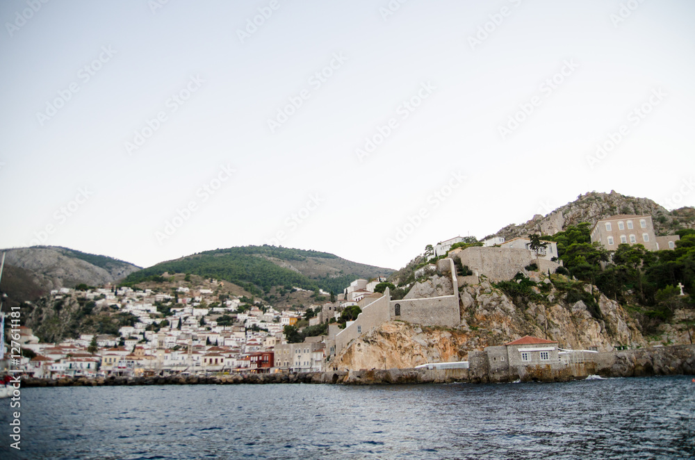 Greek island Ydra Hydra view from sea