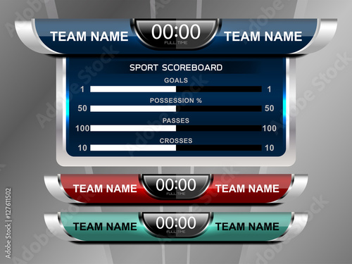 scoreboard elements design for football and soccer, vector illustration