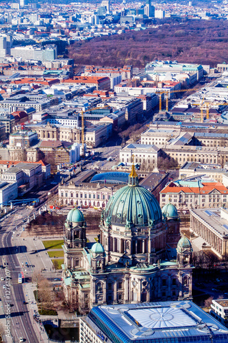 BERLIN, GERMANY - MARCH 22, 2015: Aerial bird eye view of the ci
