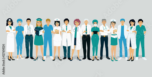 Doctors and nurses who have both male and female.