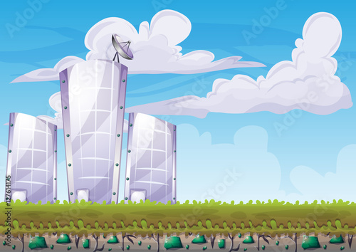 cartoon vector building background with separated layers for game art and animation game design asset in 2d graphic