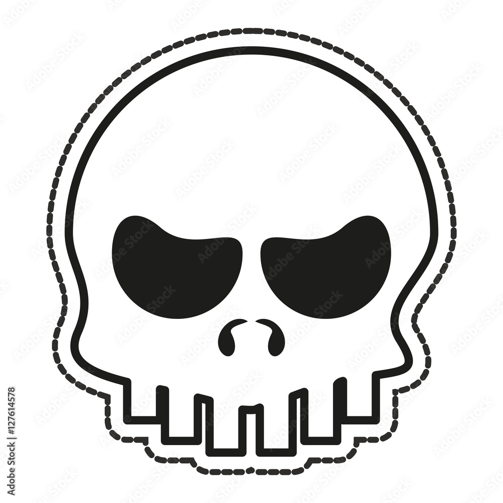 Skull cartoon icon. Head death horror tattoo and dark heme. Isolated design. Vector illustration