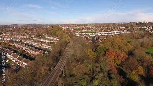 Aerial view above a railway track. photo