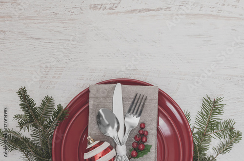 Christmas Meal Table Setting Background