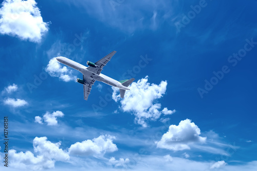Fotografie Airplane with beautiful sky on background