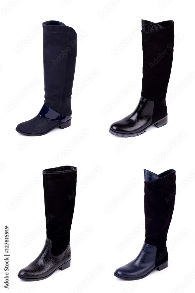 Women's autumn ankle boots brown average heels, one pair of isolated white background Women's autumn ankle boots brown average heels, one pair of isolated white background