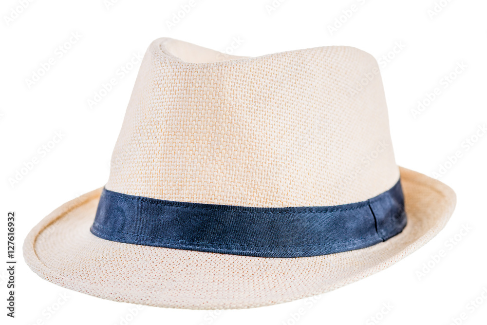 fashionable straw hat closeup on white background fashionable straw hat closeup on white background