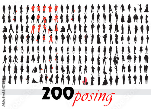 High quality posing silhouettes. Vector illustration