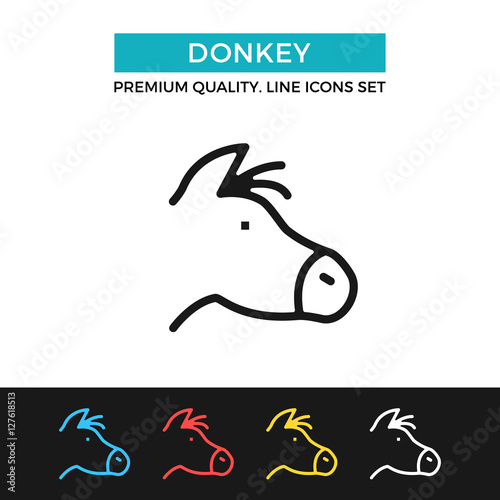 Vector donkey icon. Thin line icon