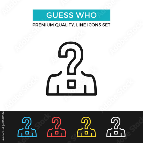 Vector guess who icon. Thin line icon photo