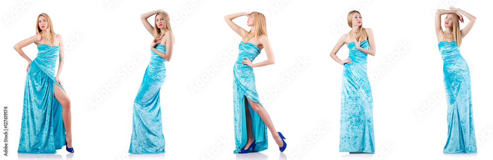Fashion concept with tall model on white Fashion concept with tall model on white