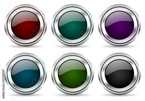 Set of silver metallic colorful vector web icons photo