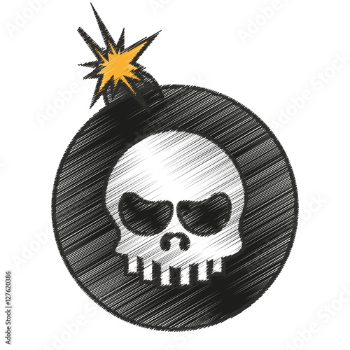 Skull inside bomb icon. Security system warning protection and danger theme. Isolated design. Vector illustration