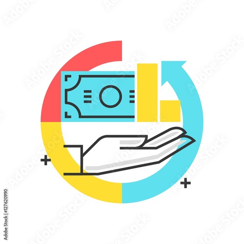 Color box icon, return of investment concept