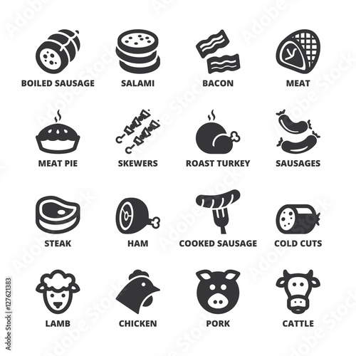 Meat flat symbols. Black