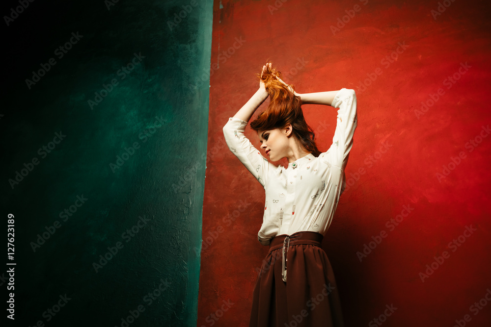 Beauty woman on a colored background. Woman surprised Beauty woman on a colored background. Woman surprised