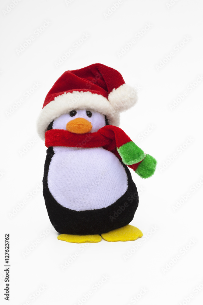 Penguin decoration in Santa hat