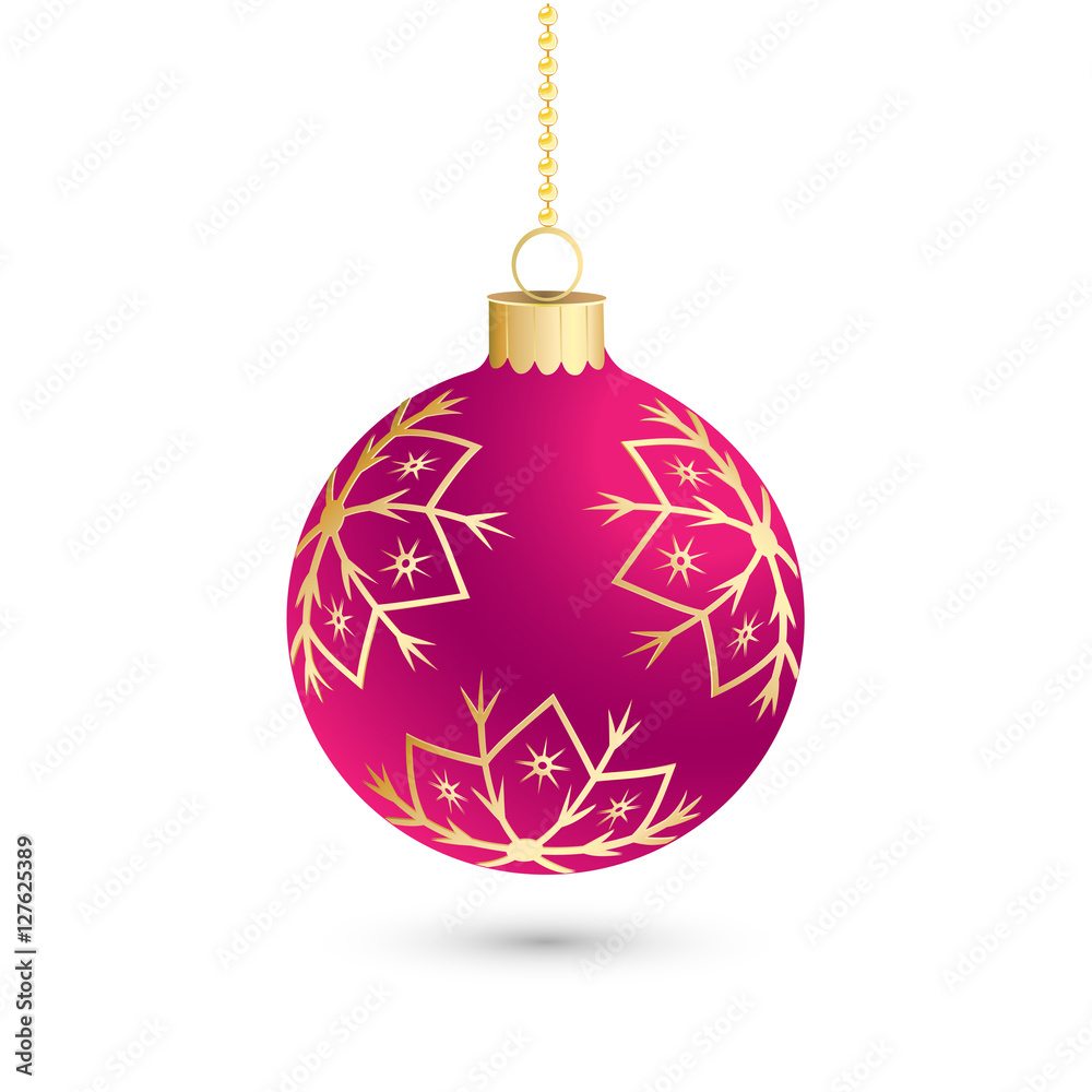 Christmas ball decoration background with snowflakes. Happy New Year bauble traditional. Merry Xmas greeting card . Bright shiny decorative holiday design. Vector illustration Christmas ball decoration background with snowflakes. Happy New Year bauble traditional. Merry Xmas greeting card . Bright shiny decorative holiday design. Vector illustration