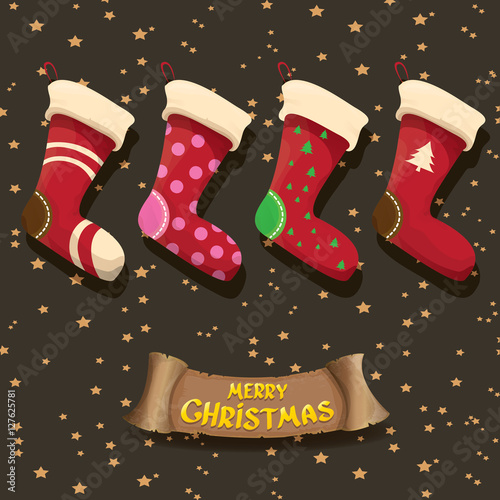 vector cartoon cute christmas stocking or socks