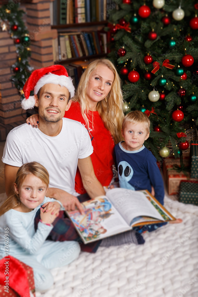 Happy family with open book Happy family with open book