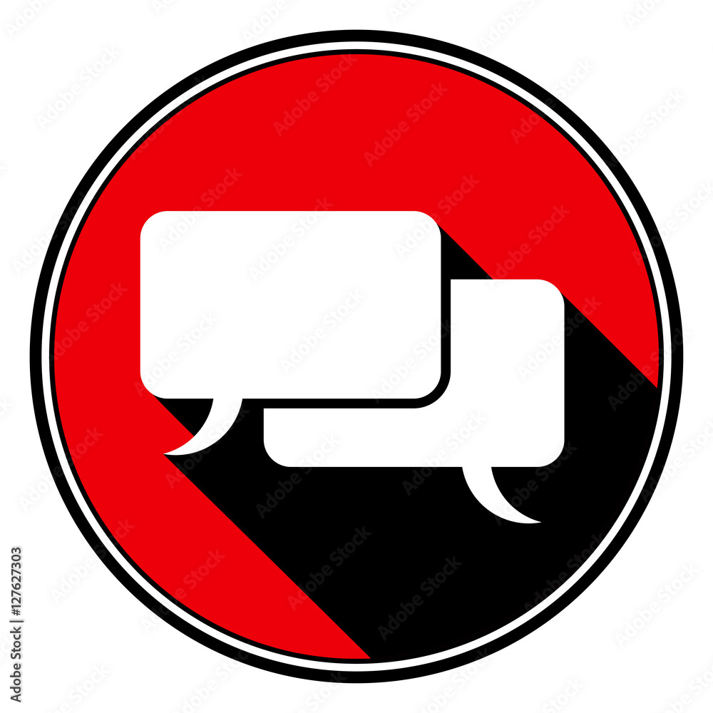 red round with black shadow - white speech bubbles red round with black shadow - white speech bubbles