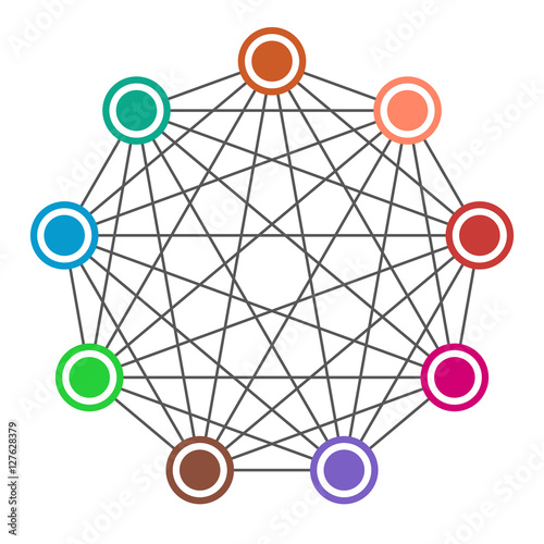 Neural net. Neuron network. Data engineering. Deep learning. Cognitive technology concept. Vector illustration
