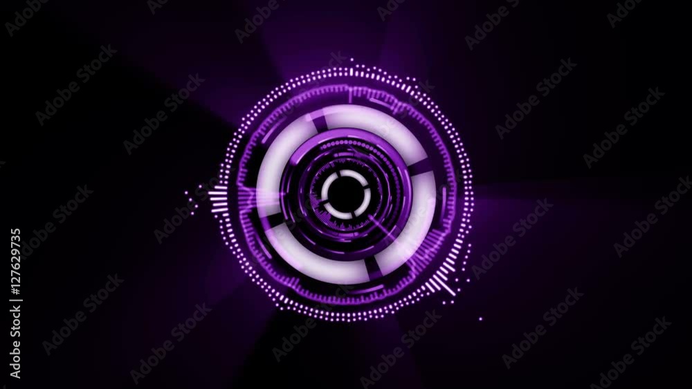 sci-fi animated interface. different shapes are rotating on black background