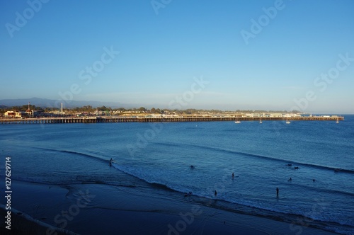 Landscape view of Santa Cruz, California (Surf City USA) over the Pacific Ocean