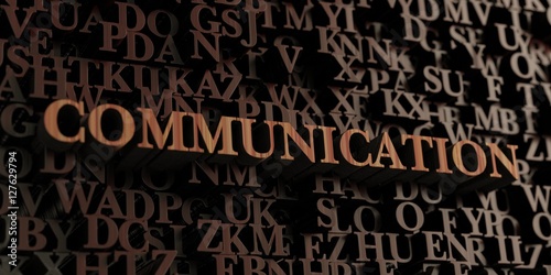 Communication - Wooden 3D rendered letters/message.  Can be used for an online banner ad or a print postcard.