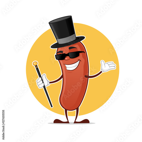 Wiener gentleman or pimp cartoon mascot vector illustration