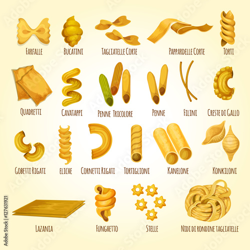 Italian pasta poster of assortment macaroni